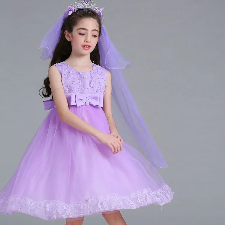 137  Summer Princess Dress for Girls Mesh Lace Sleeveless Flower Girl Dresses for Weddings Summer Children Girls Dresses 2-12Y