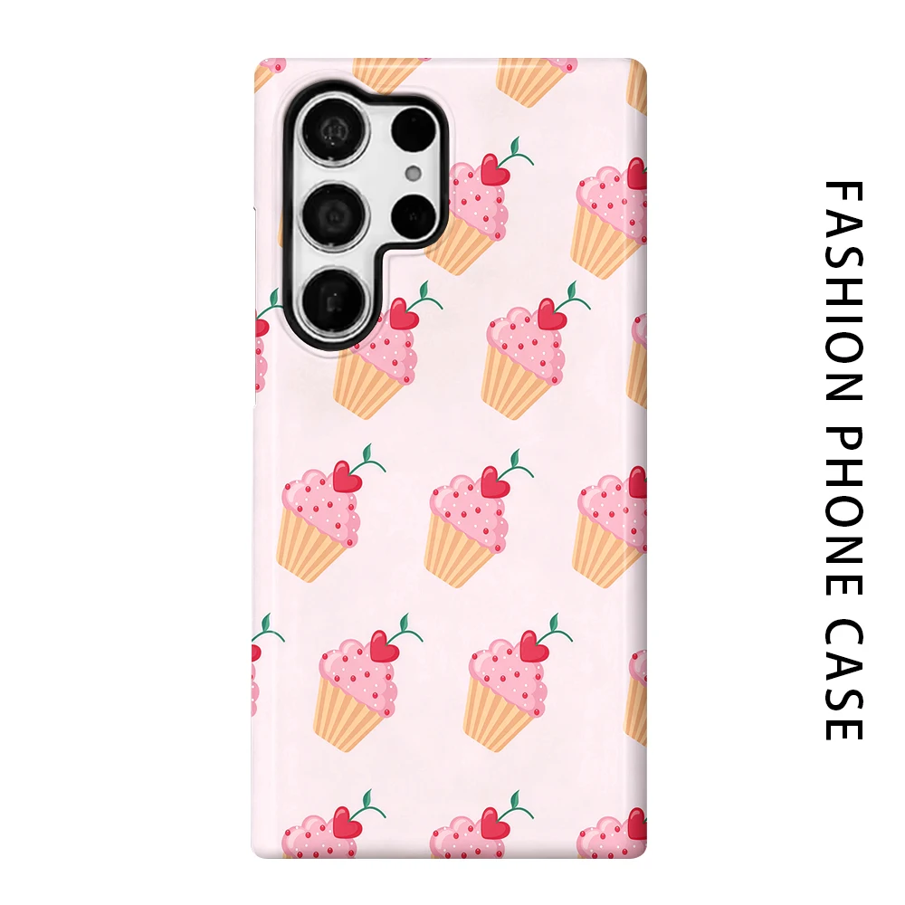Cupcake Phone Case for For Samsung Galaxy S26 S25 S24 S23 S20 FE A56 A36 Ultra Glossy HD Hard Cover Film Shell