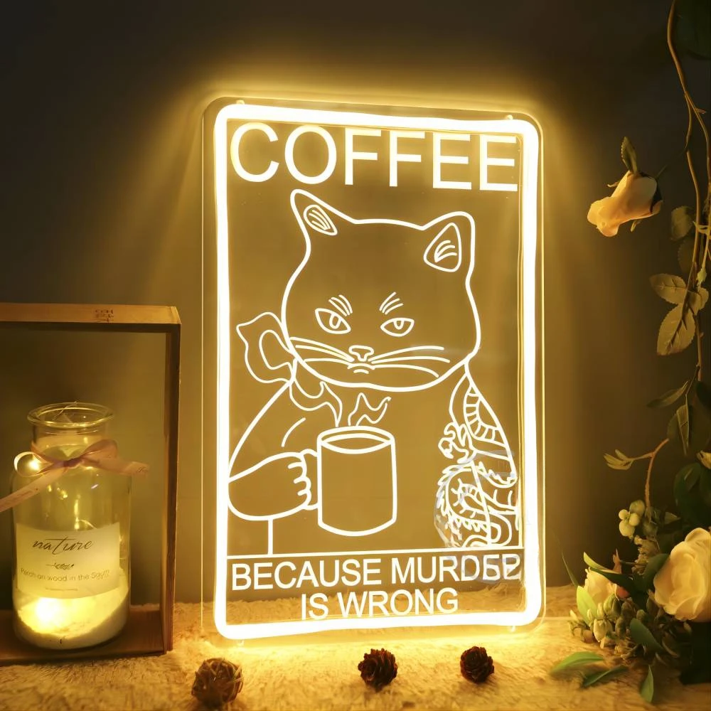 Imagem -03 - Luz Led Pessoal para Decoração de Café Sinal de Néon Personalizado Gravação de Assassinato é Errado Suprimentos para Festa Apoio ao Partido