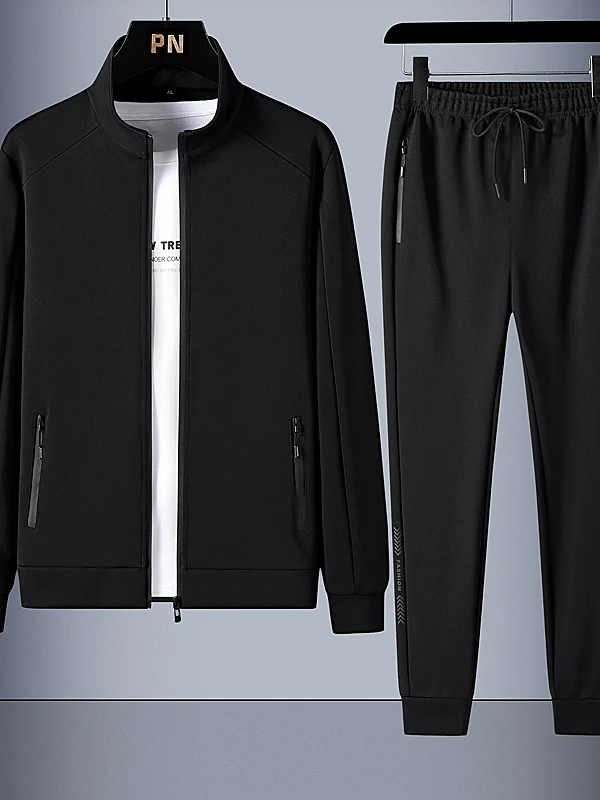 

Новый мужской модный комплект из двух предметов: повседневный кардиган с воротником-стойкой и текстурой, толстовка, трендовая спортивная куртка в уличном стиле