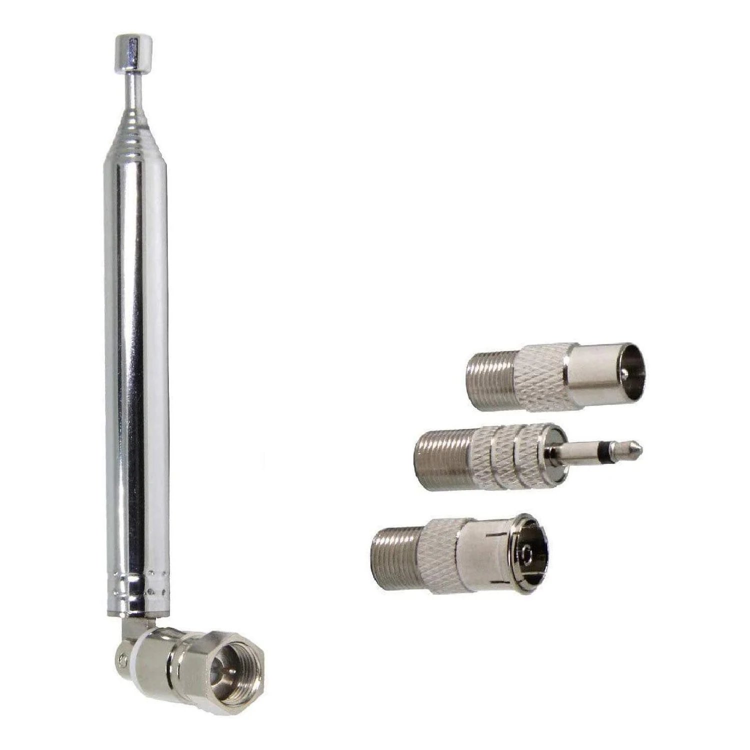 FM Radio Antenna Indoor FM Telescopic Antenna 75 Ohm F Type Male Plug Connector with Adapter for Table Top Radio HiFi AV Stereo