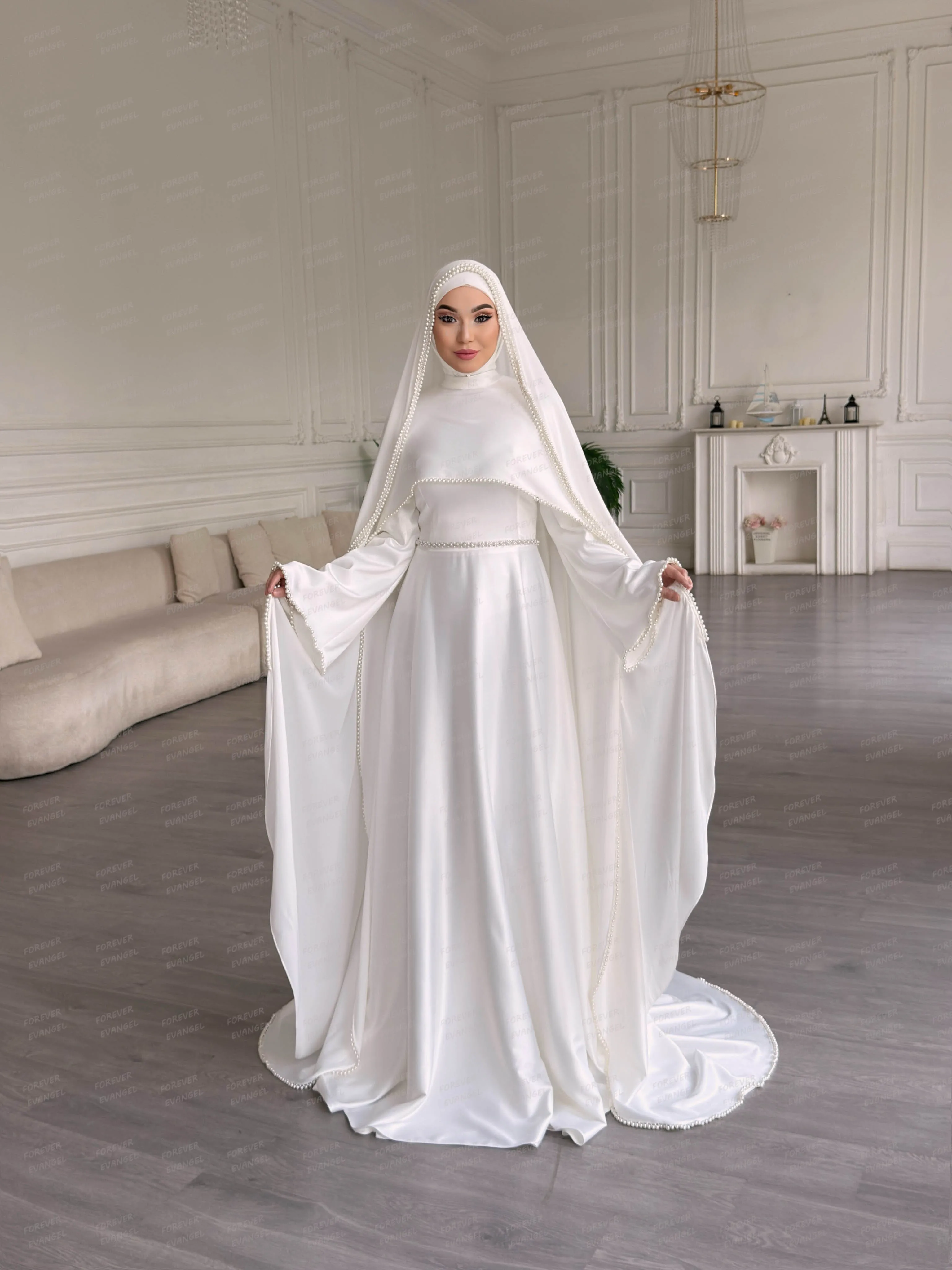 Simple Shawl Formal Wedding Dresses A Line Woman's Long Sleeve Bride Gowns Shawl 2026 Customized Vestidos De Novia Muslim Party