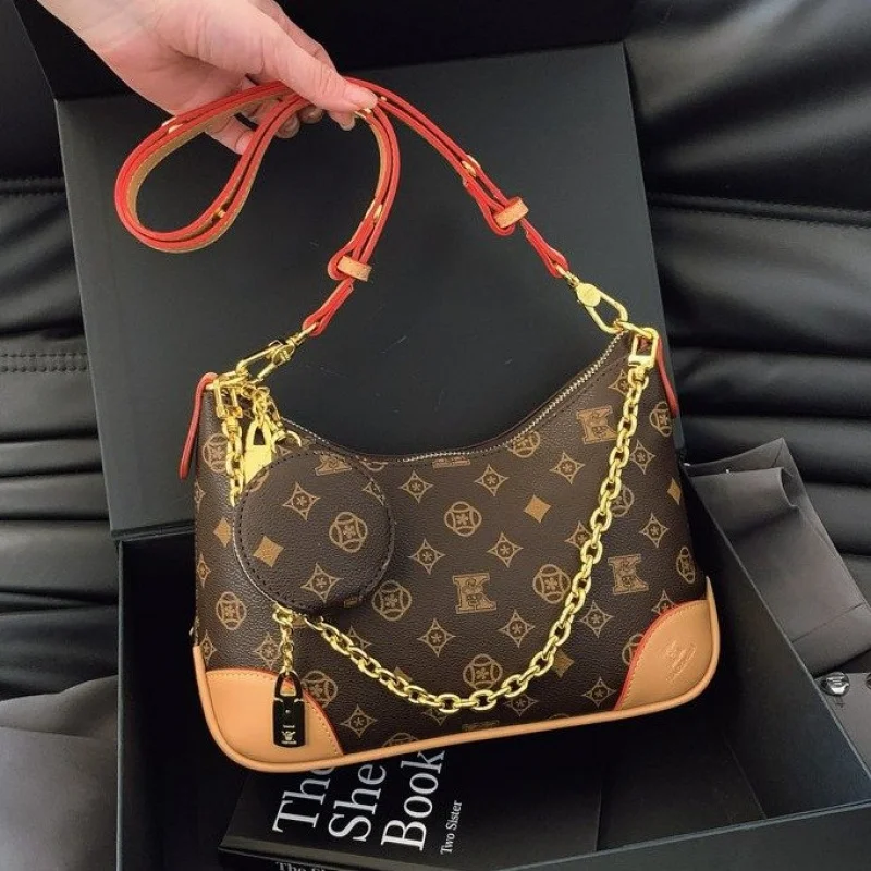 

Women's Messenger Bag Crafted From Camellia-Patterned Leather Boasting Elegant High-End Lasting Spacious Modern Style​