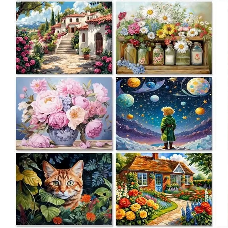 

GATYZTORY Frame Oil Painting by Numbers Windowsill Landscape DIY Paint By Numbers Canvas Painting Handpaint Number Painting Gift