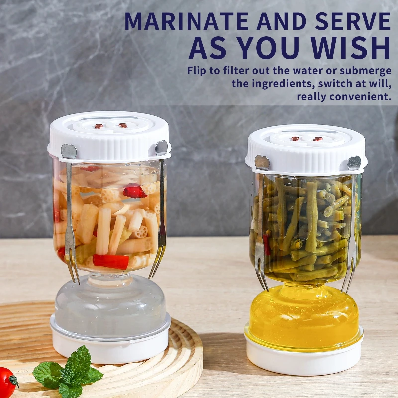 Pickles Jar with Lids Strainer Olives Hourglass Jug Food Storage Kimchi Container Jalapenos Fermentation Kitchen Separator