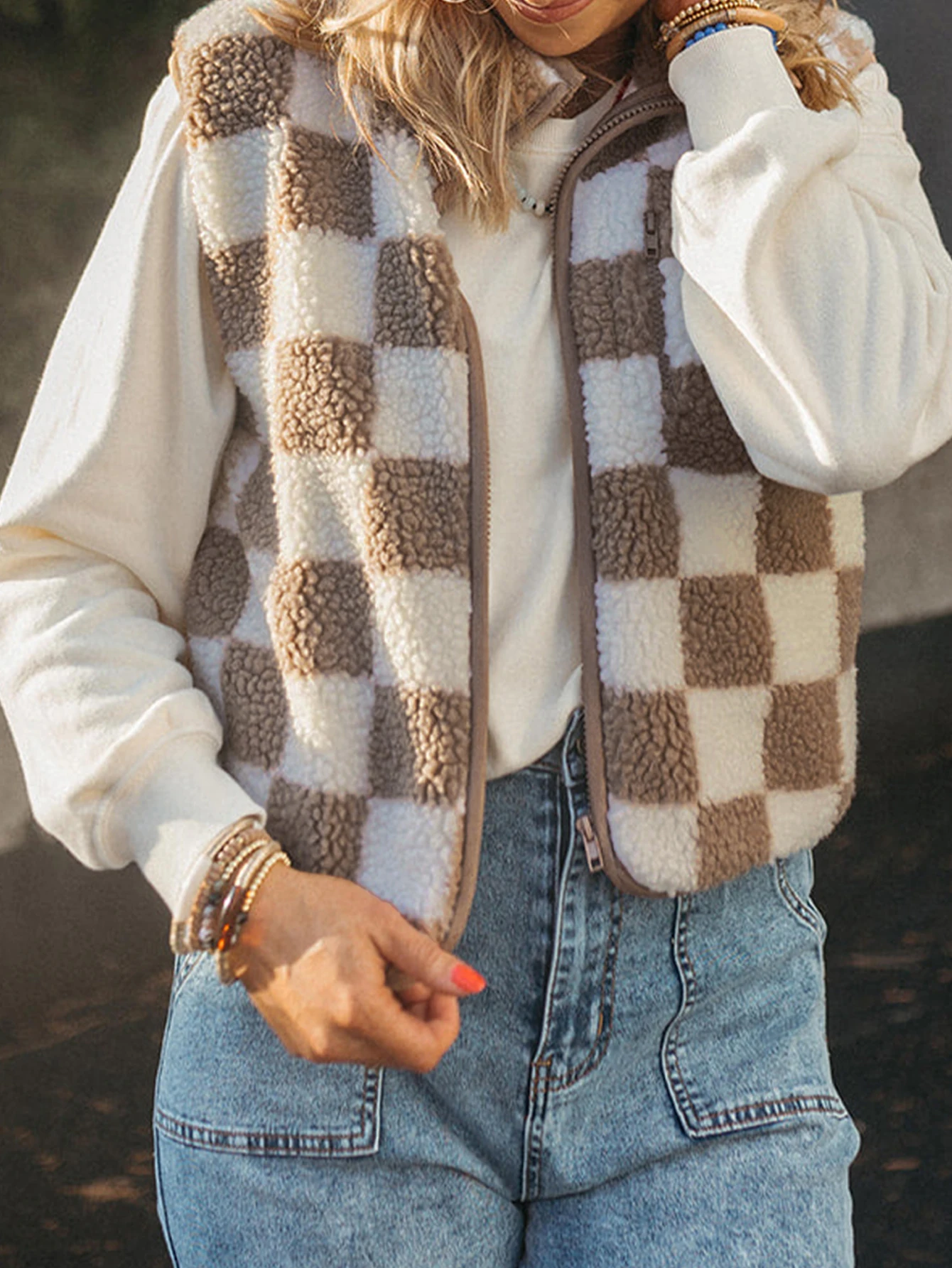 여성 가을 ​​따뜻한 다목적 플러시 민소매 조끼 탑 LD800016