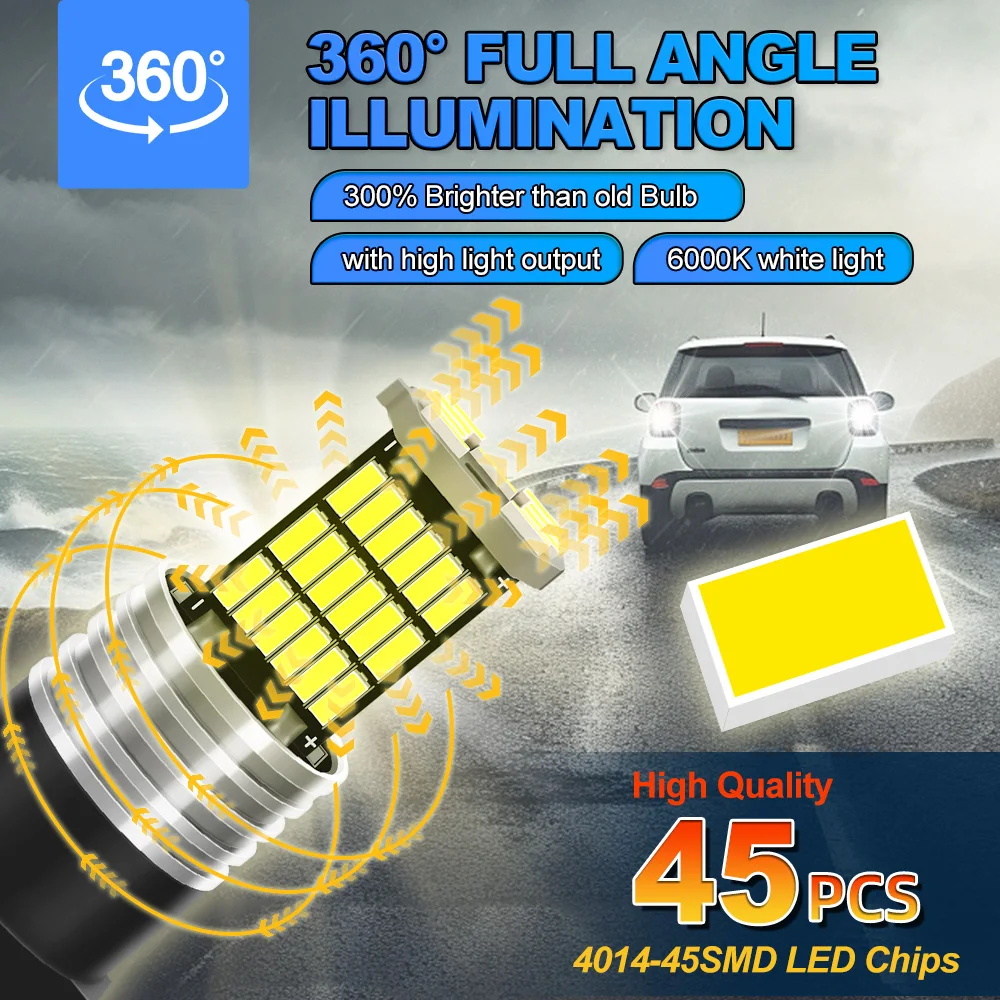 2Pcs 3157 T25 P27W LED Reverse Lights Signal Bulbs 6000K For Nissan Frontier 2006-2019 Xterra Titan 2004-2015 Armada 2011-2015