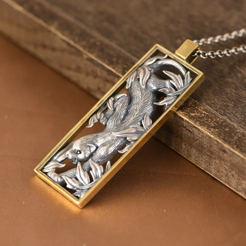 BOCAI S925 Sterling Silver Pendants for Women Men New Fashion Hollow Relief Mighty Tiger Amulet Punk Jewelry Free Shipping