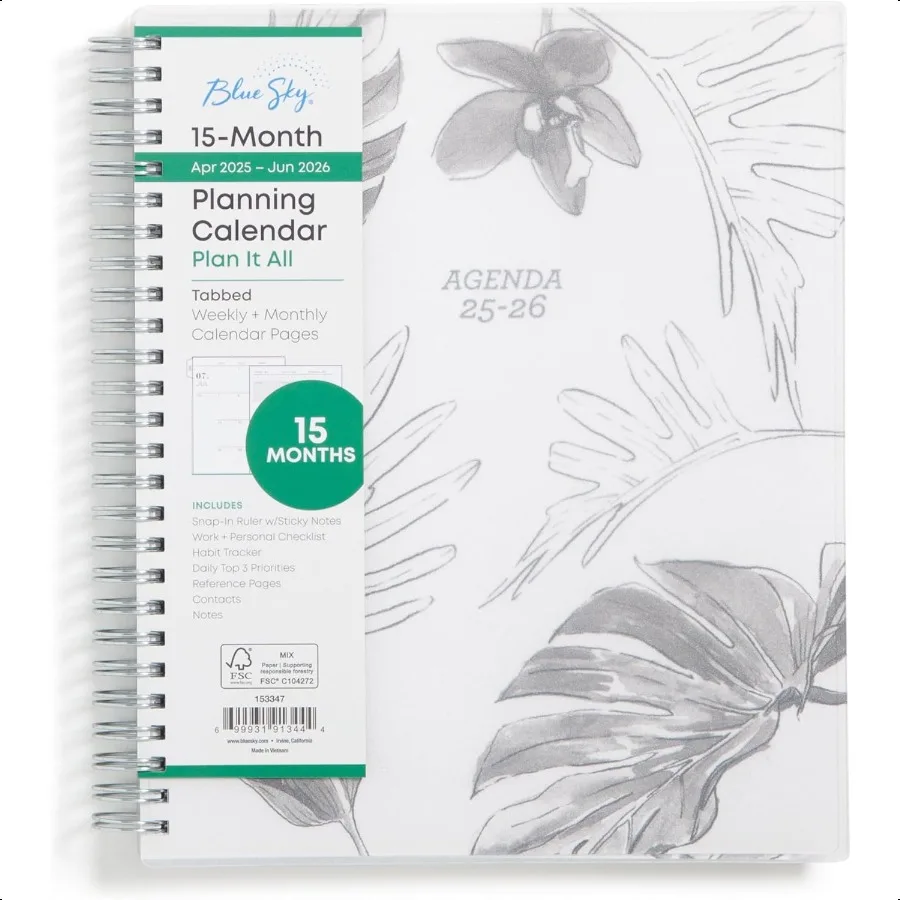 

15 Month 20252026 Weekly and Monthly Academic Year Planner Calendar April 2025 June 2026 7 x 9 Flexible Cover Wirebound Laminat