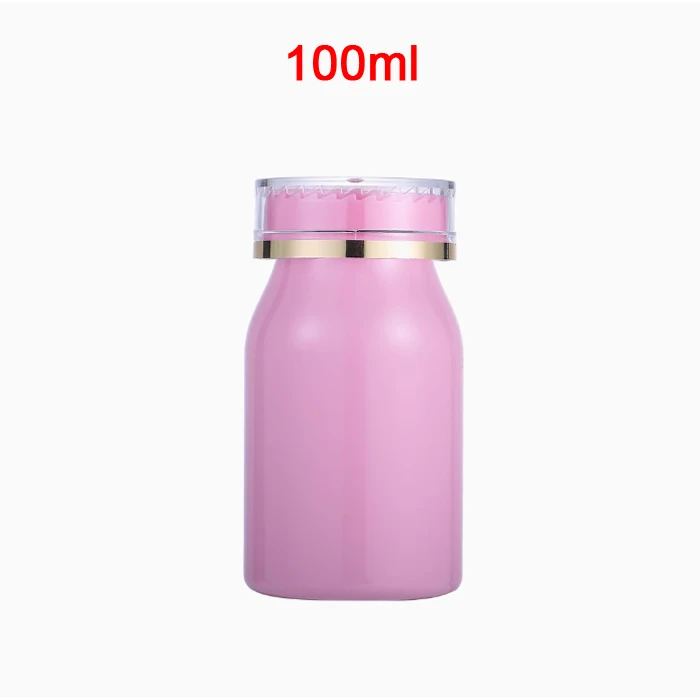 Récipient en plastique de soins de santé pour animaux de compagnie, pilules en poudre, caspules HI avec vis, récipient à médicaments, document rose, 100ml, 100 pièces par lot