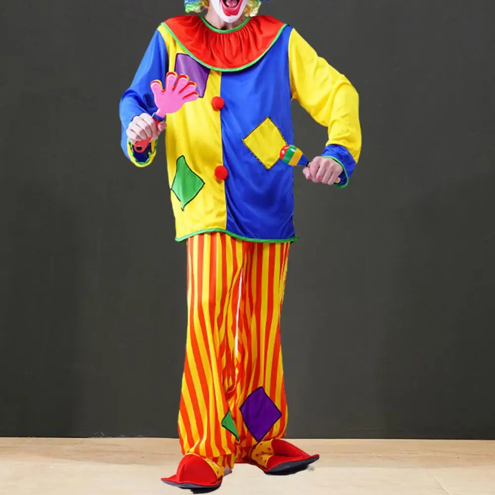 Polyester Suit Set Vibrant Clown Costume Set for Adults Easy-to-wear Joker Cosplay Suit with Elasticated for Men for Christmas