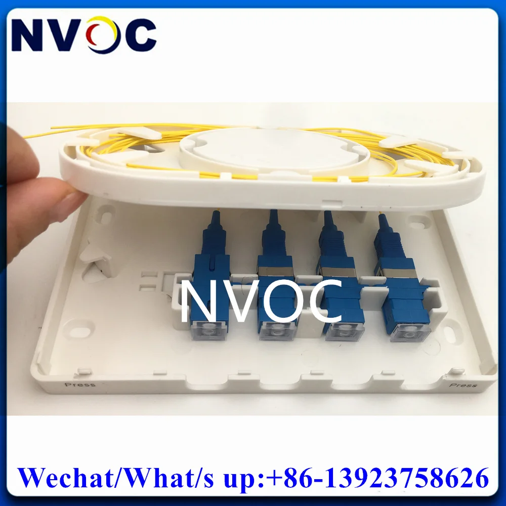 5Pcs 4Ports FTTH Customer Fiber Optic Terminal Box with SC/UPC or SC/APC Adpator/Pigtail,FTB 104B Fibre Fullloaded