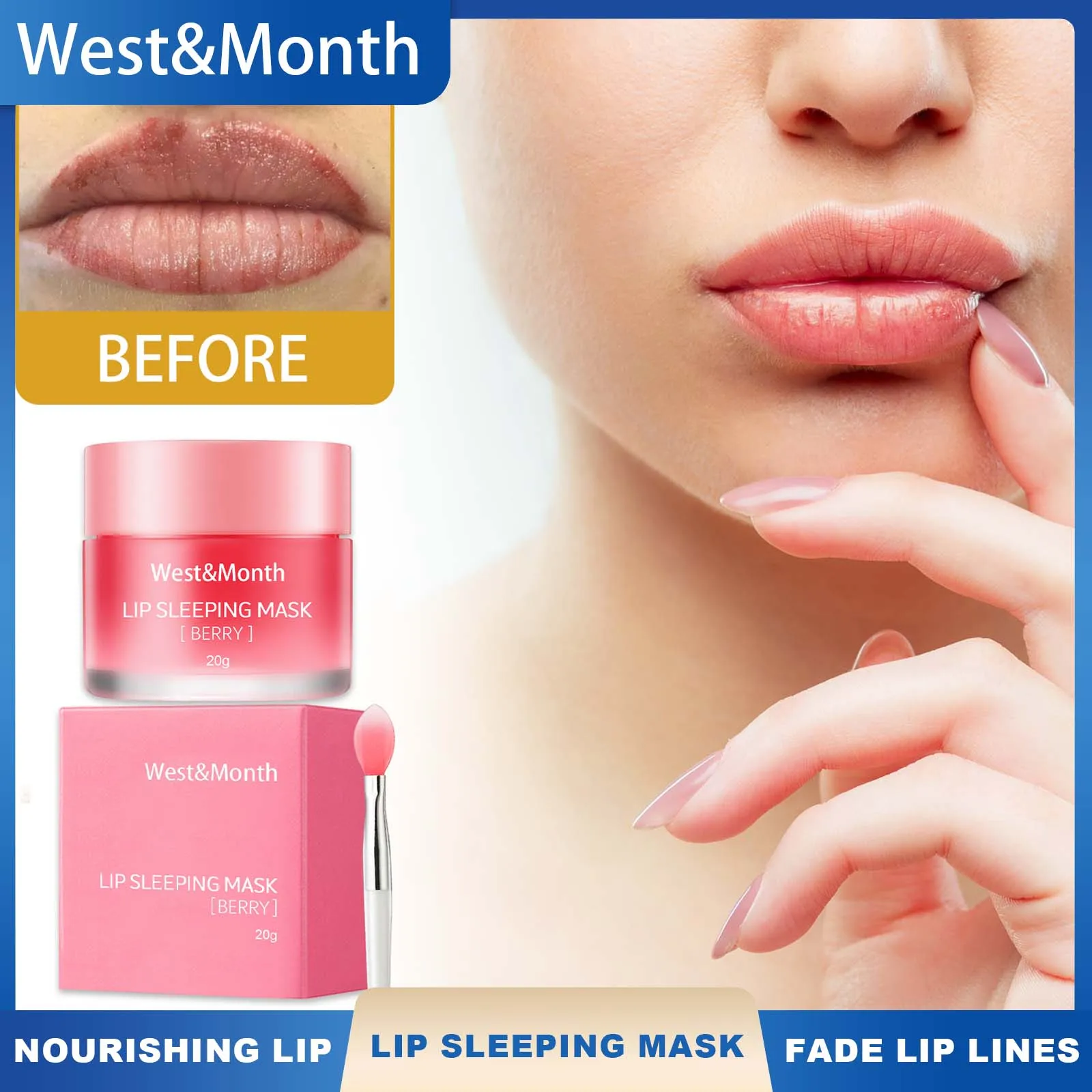 

Маска для сна для губ West&Month, смягчающая растрескивание губ, средство для удаления омертвевшей кожи, лечение сухих губ, отшелушивающее средство для губ, питательная желейная маска для губ