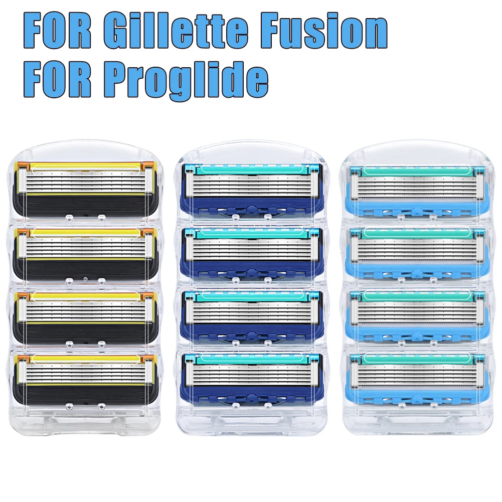 4pcs Shaving Blades Replacement Stainless Steel Shaver Blades Safe for Gillette Fusion Proglide for Men Friends Lovers Families