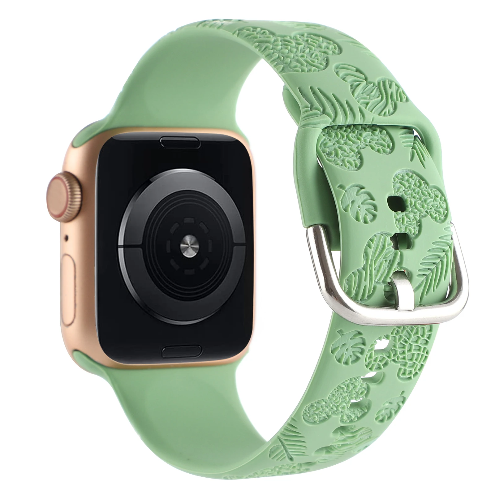 حزام سيليكون لساعة أبل الفرقة الكرتون النقش نمط ورقة سلسلة ل Iwatch40 41 42 44 45 49 مللي متر المرأة لطيف معصمه