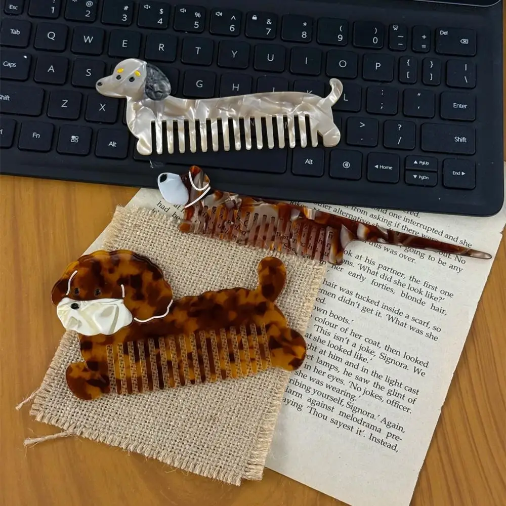 

Корейская портативная ацетатная расческа с милой собакой, расческа для макияжа с героями мультфильмов, парикмахерские расчески для собак, инструменты для укладки вьющихся волос, использование в общежитии