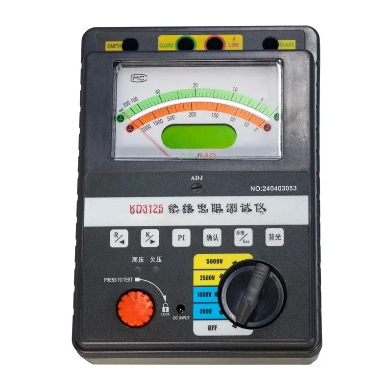 KD3125 insulation resistance tester, transformer intelligent dual-display digital pointer insulation resistance tester