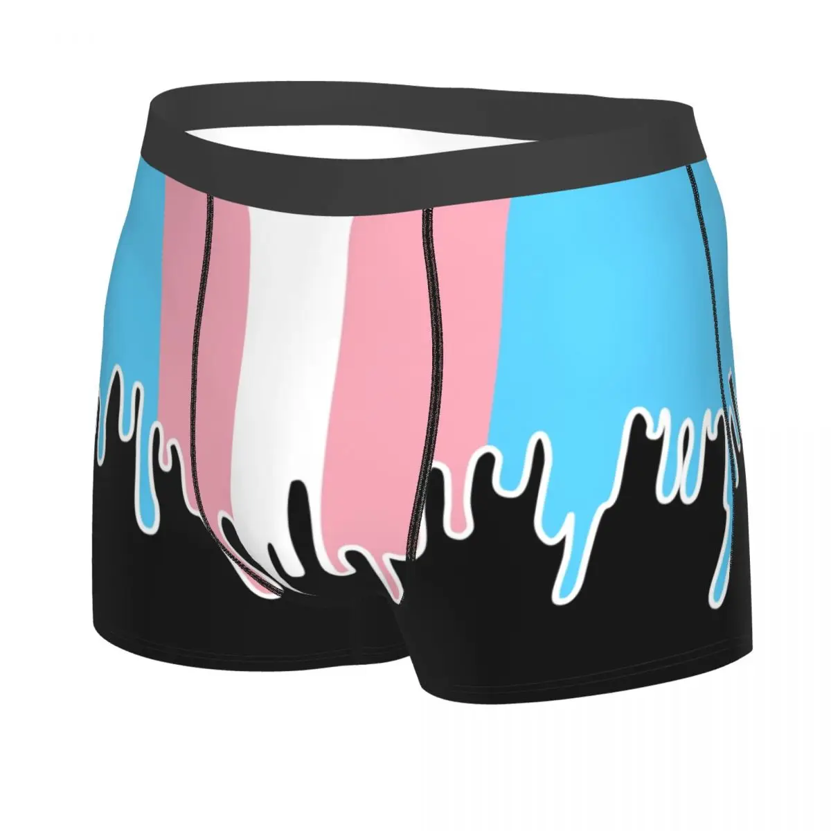 Custom Male Cool Trans Pride Flag Drip Underwear Lesbian LGBT Gay Pride Boxer Briefs Breathable Shorts Panties Underpants