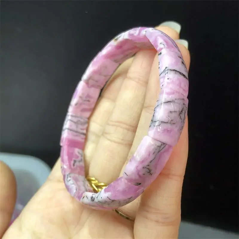 

Natural Pink Calcite Bangle Charms Handmade Fortune Energy Bangle Mineral Woman Amulet Jewelry Gift 1PCS 10X15MM