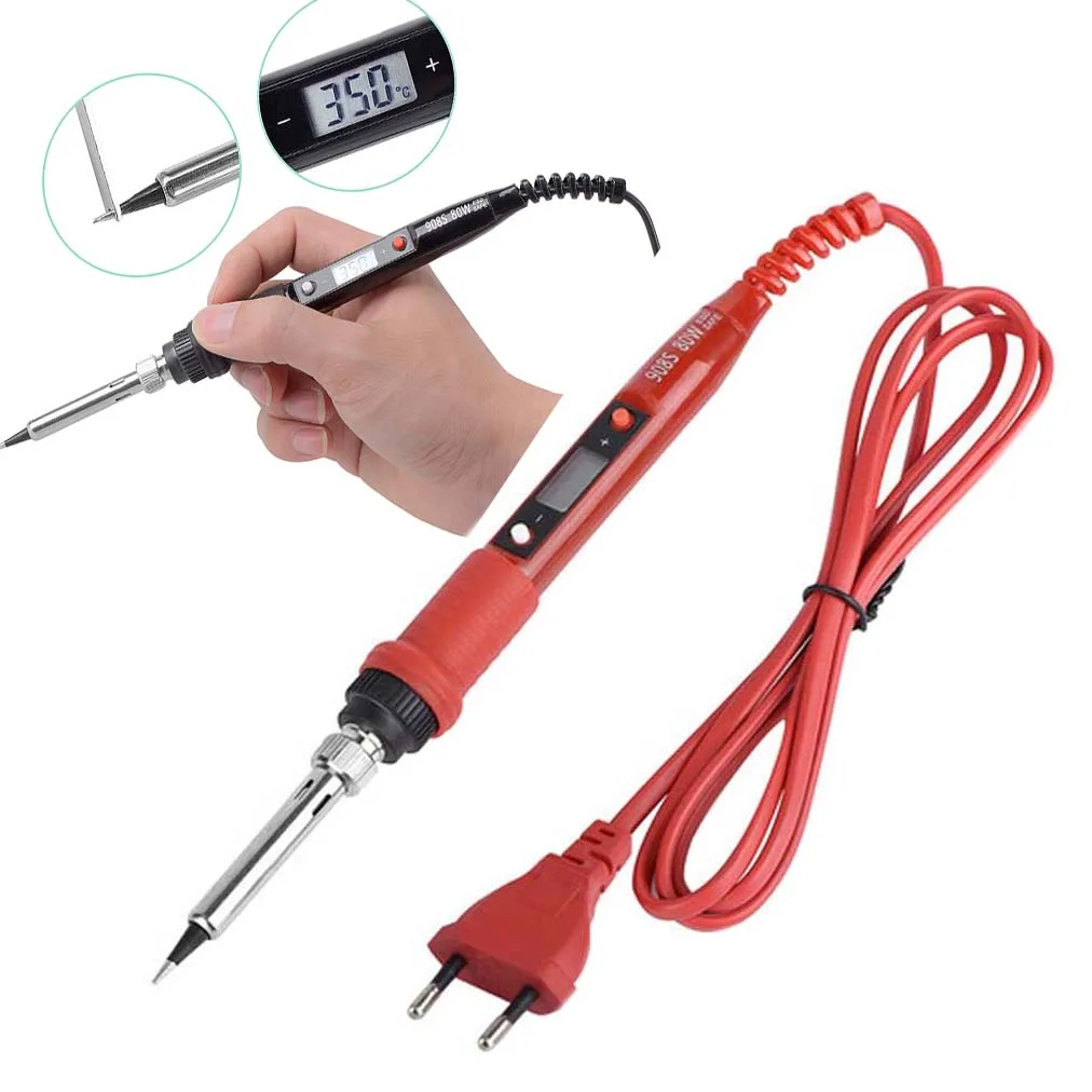 908S 80W Electric digital soldering iron station 220V 110V temperature adjustable welding soldering tips tools accessories