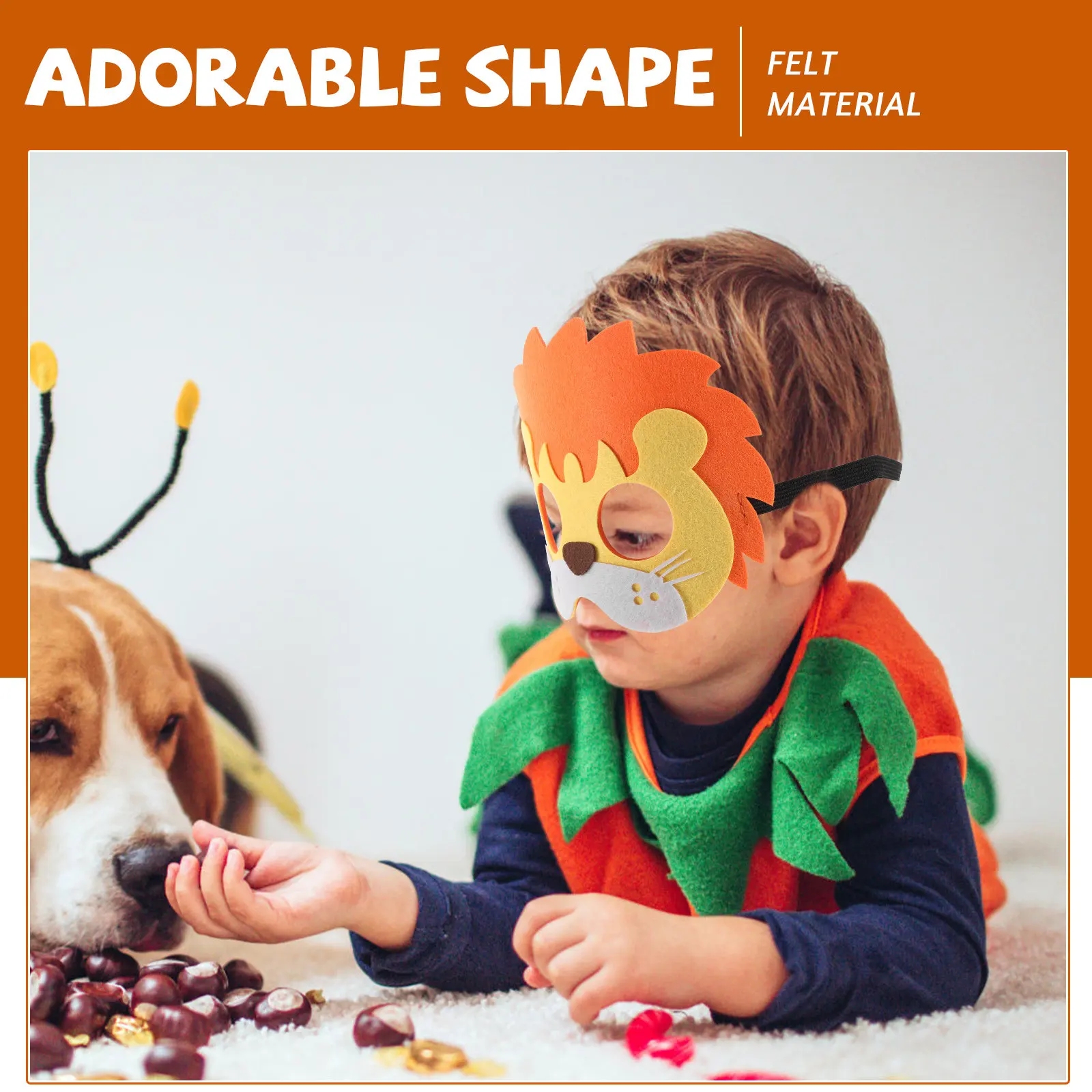 12Pcs Kids Felt Mask Fun Animal Masks for Cosplay Party Festival Wear Cute Cartoon Mask Decoration Carnival Stage Event Use
