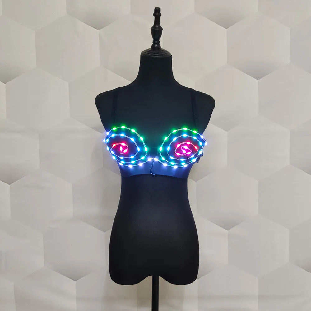 Colorful LED light bra Jazz Bar Ds Rechargeable new sexy Dj Bikini Nightclub Halloween Dancers Group Dance lingerie costumes