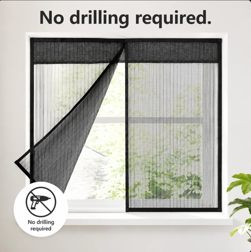 Mosquito Screen Window Mesh Self-adhesive Velcro Household Mesh Screen Door Curtain Invisible Window No Drilling Required