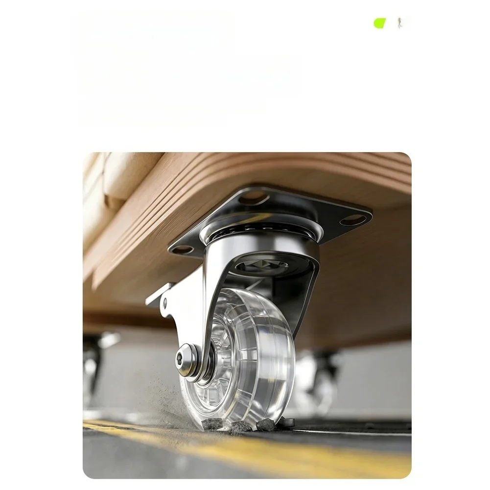 Transparent 2 inch Swivel Caster Wheels with Brake for Easy Setup on Desks Chairs Cabinets PU Material Steel Core
