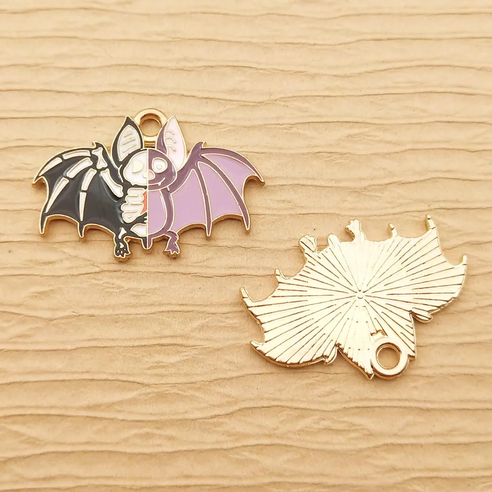 10pcs Bat Rabbit Cat Charm for Jewelry Making Enamel Bracelet Accessories Earring Pendant Necklace Diy Supplies Gold Plated