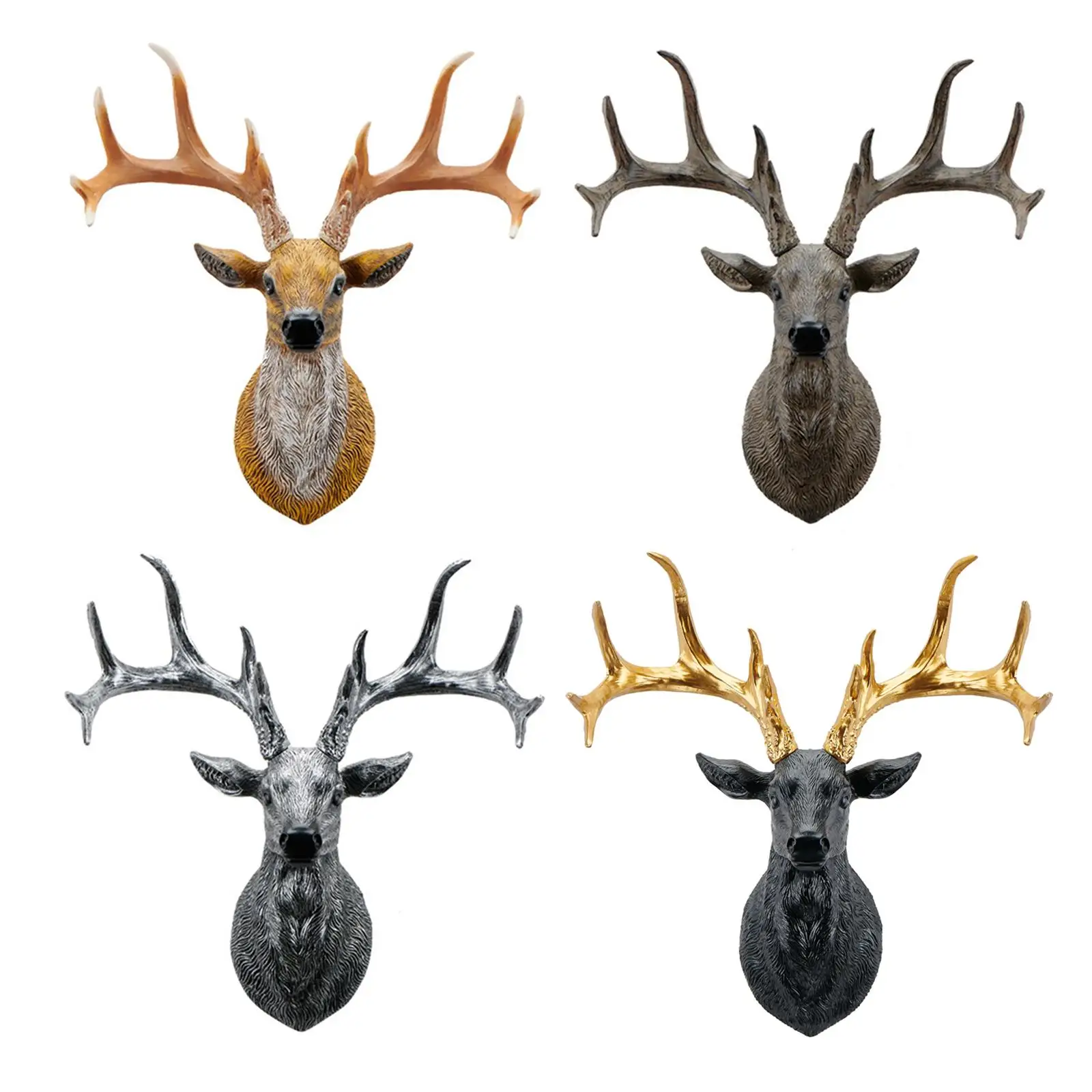 

Deer Head Statue Wall Mount Antlers Resin for Living Room Wall Decorative Ornament Home Decor Accessories