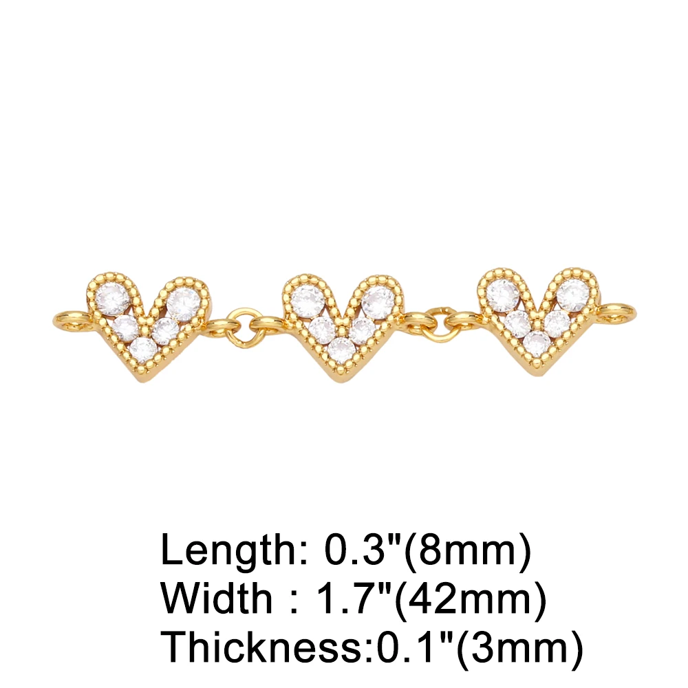 OCESRIO Multicolor Heart Pendants for Necklace Gold Plated Cubic Zironia Copper Heart Bar Charm for Jewelry Making pdta740