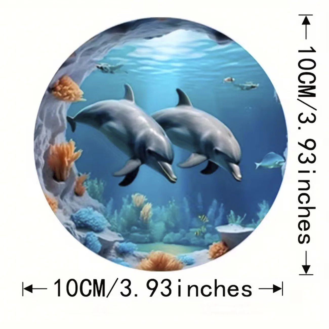 8-piece dolphin themed wooden coaster set, round and durable composite wooden coaster for desktop protection