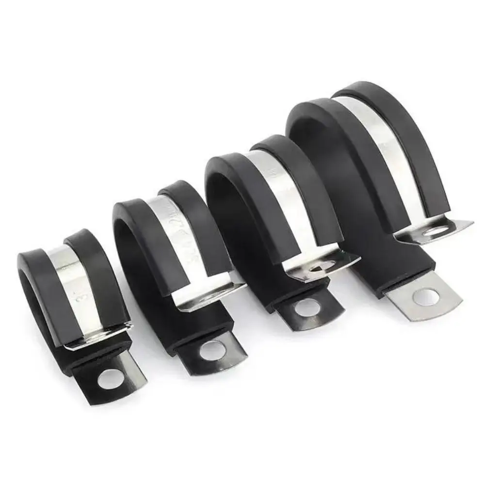 Rubber Lined Clips Wiring Hose Clamp High Quality R-type Pipe Bracket Cable Mounting Fix Fasteners Hardware Electrical Fittings