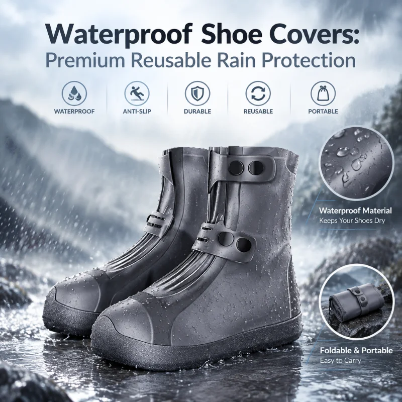 Reusable Waterproof Rain Boot Cover High Tube Silicone anti Slip Rain Boot Protector Suitable for Adult Outdoor Commuting