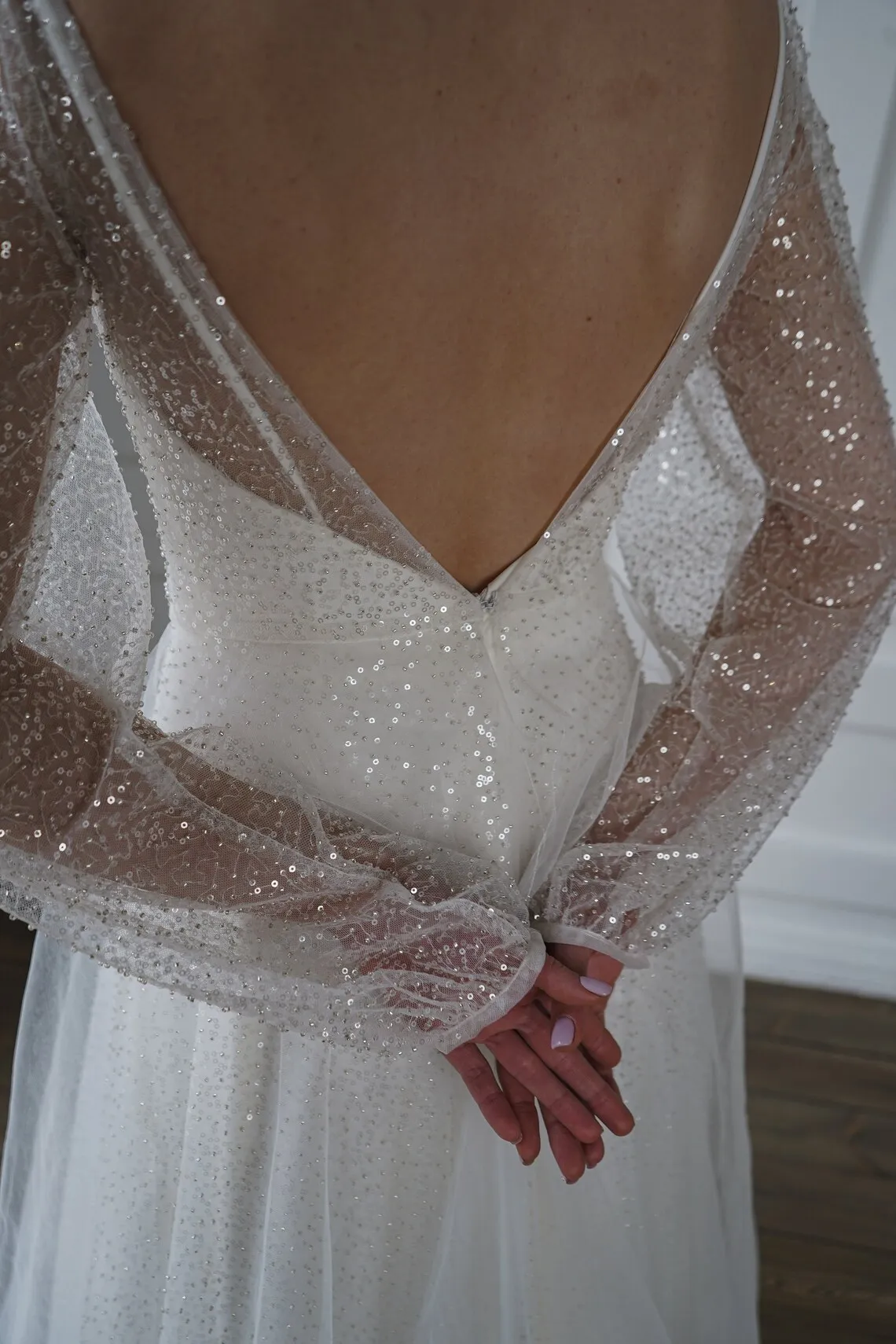 Magnifique robe de mariée en dentelle à encolure dégagée, manches longues, ligne A, dos nu, train de balayage, robe de mariée Rotterdam Kle, personnalisé, 11970 #