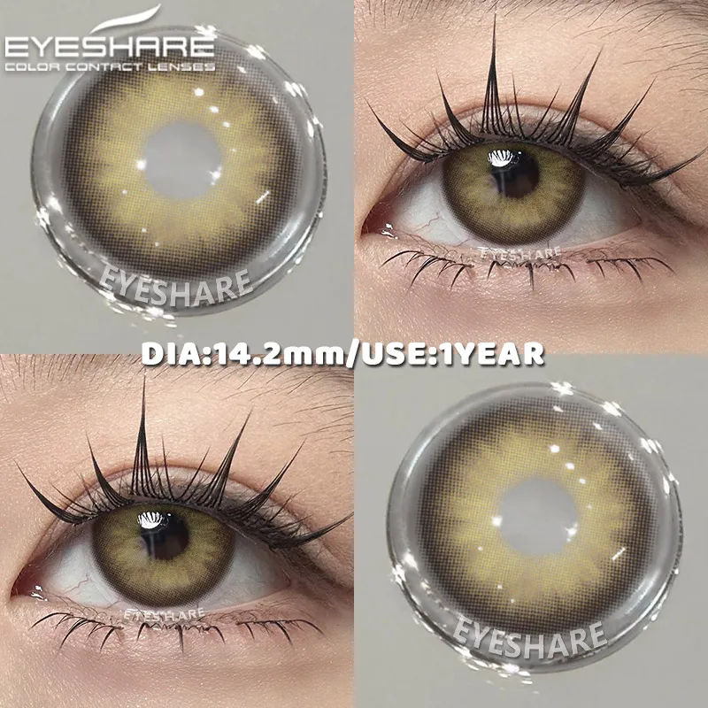 EYESHARE Natürliche farbige Schüler für Augen, 1 Paar schwarze Linsen, kosmetische blaue Schönheitslinsen, graue Augenkontaktlinsen, grüne Colorcon-Linse