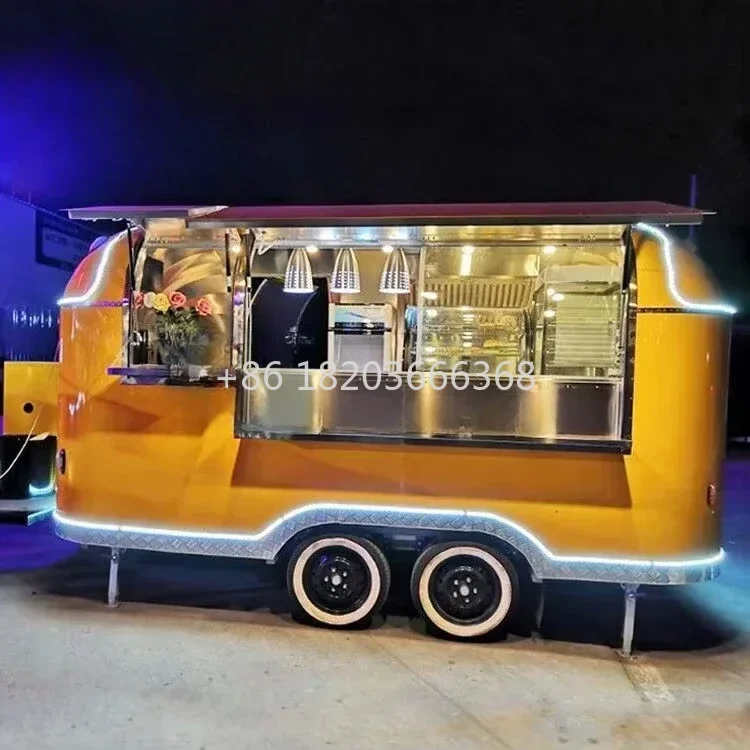 Customized Mobile Coffee Ice Cream Food Trucks Fully Equipped Mobile Kitchen Fast Food Trailer With Kitchen Setup For Sale Europ