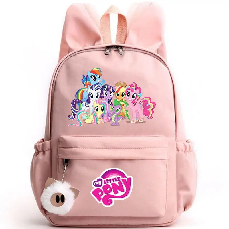 My Little Pony Backpack for Girls Boys Teenager Children Rucksack Casual School Bags Travel Rabbit Ears Backpacks Mochila