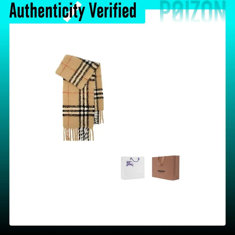 Burberry Wool Alpaca Polyamide Knit Scarves Unisex Sandy Beige 81180131