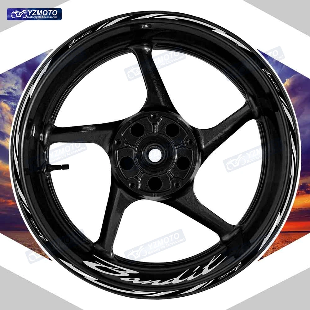 

Для мотоцикла Bandit 17-дюймовая наклейка на переднее и заднее колесо в полоску, лента на колесо, декоративная светоотражающая водонепроницаемая наклейка на обод