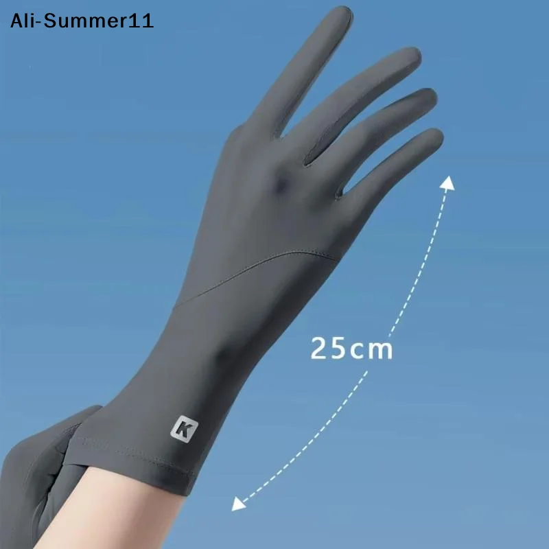 【U11】1 Pairs Sunscreen Gloves For Women Summer Non-slip Touch Screen UV Protection Ice Silk Sunscreen Riding Gloves