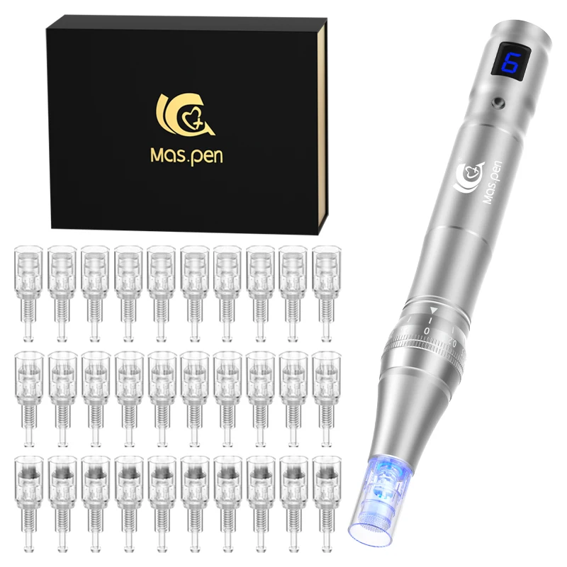 Cordless Electric Microneedling Pen Professional Adjustable Electric Derma Beauty Pen With 30 Pcs Replace Cartridege