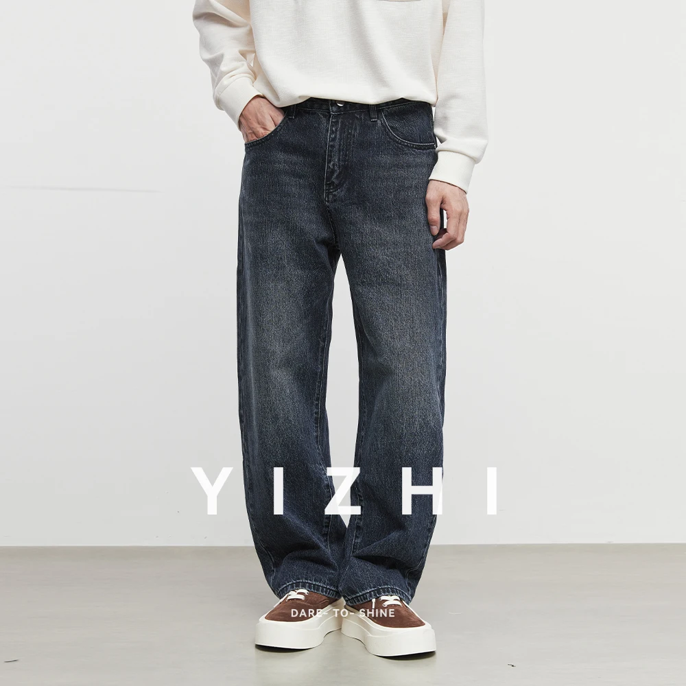 Mode Herren American Retro Distressed Loose Straight Jeans 2025, Herbst und Winter, neue lässige, lässige Herren-Jeanshose mit weitem Bein