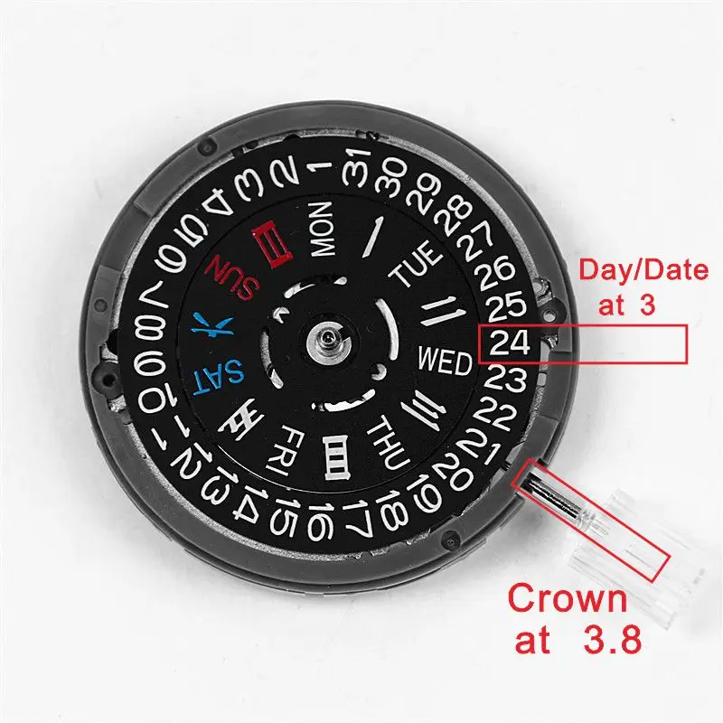 NH35 Crown At 3.8 Japan Original Nh35A Nh36A Self-winding Automatic Movement Date/Day Watch Replacement Part For Seiko Watch Mod