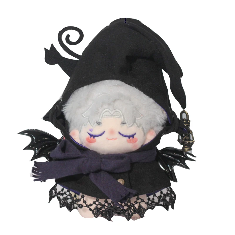 10 cm pluche poppenkleertjes handgemaakte zoete schattige kleurblokkering heks zwarte kat mantel sjaal casual bodysuits set voor popaccessoires