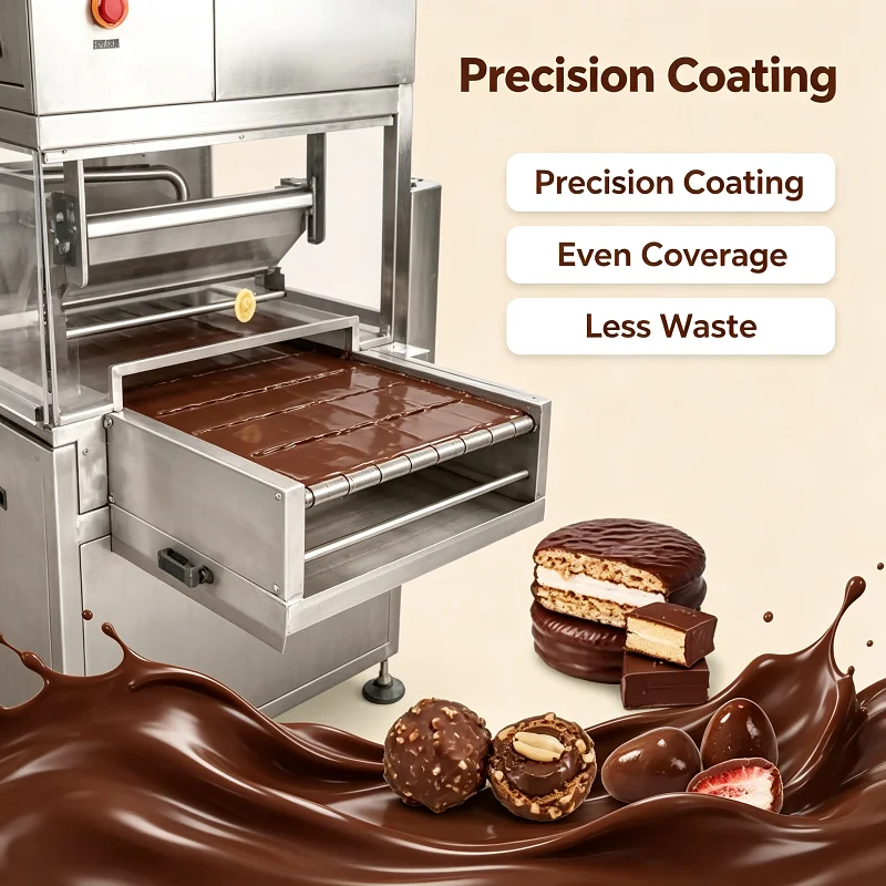 Chocolate Enrobing Machine Adjustable Coating System for Nuts & Dried Fruits, Compact Donut Applicator for Artisan Confectionery