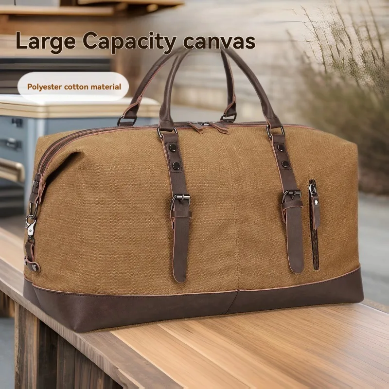 

Ретро парусиновая кожаная мужская дорожная сумка-тоут, ручная кладь, сумка для багажа, дорожная большая вместительная модная трендовая мужская спортивная сумка