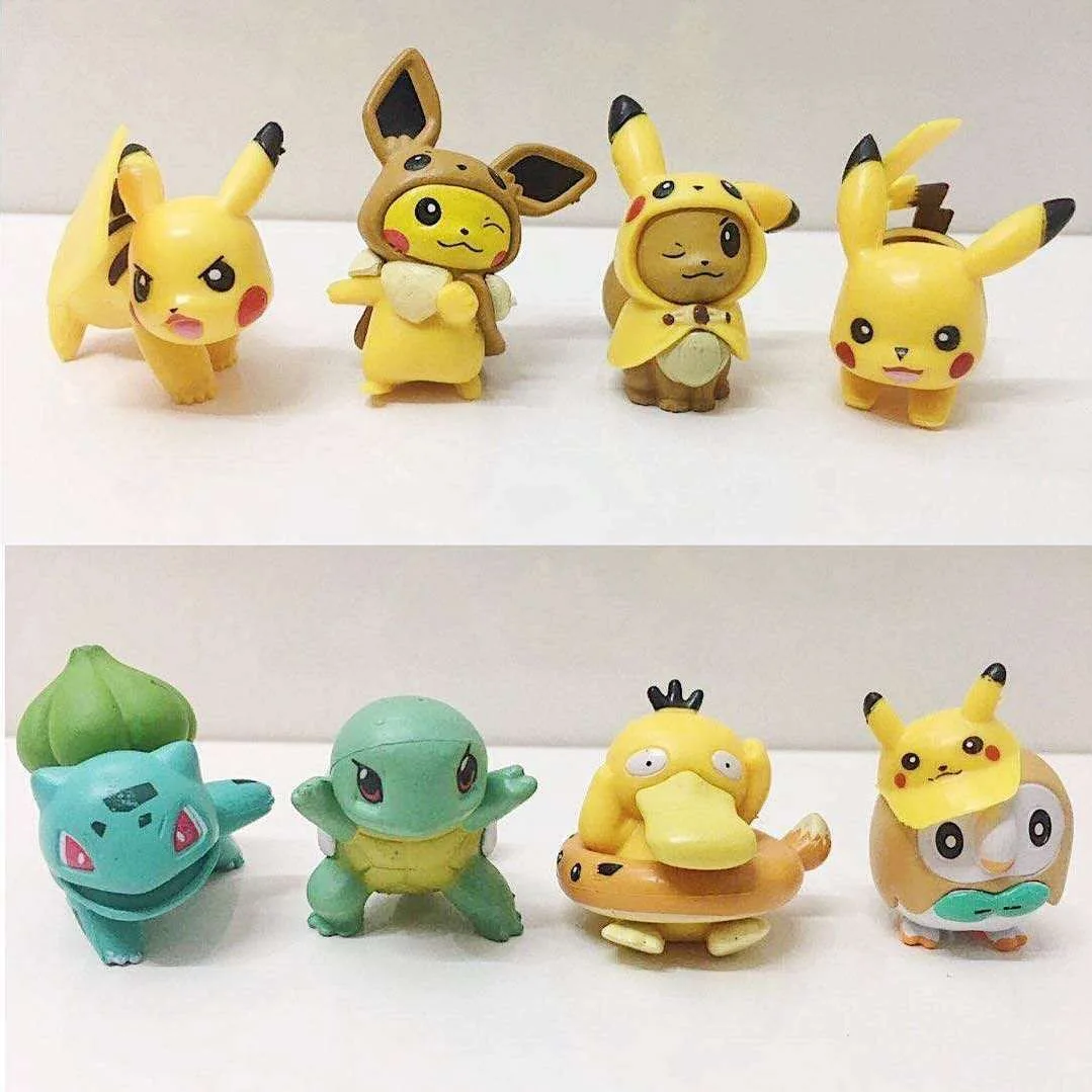 8 Pokemon Transformed Pokemon Pet Genie Pikachu Kachu Hand-Made Wooden Owl Can Reach The Duck Model Decoration Car Accessories