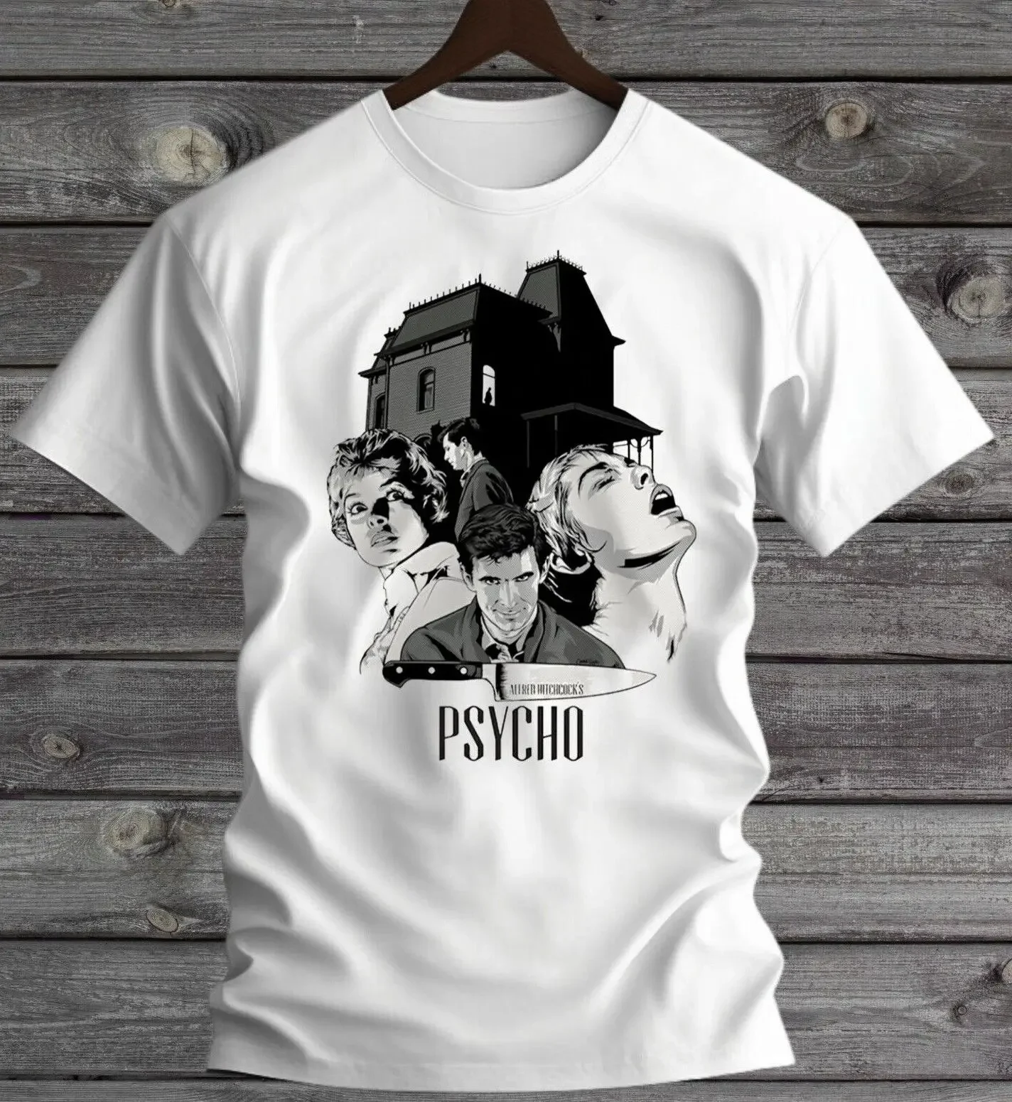 Psycho Horror Movie T-Shirt White S-3XL Norman Bates