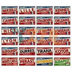 Greetings From Lille Lyon Kotor Budapest Metal Tin Sign Wall Decor Plate Vintage Plaque Shop Home Decor Gift 6x12 Inch KL-0436B
